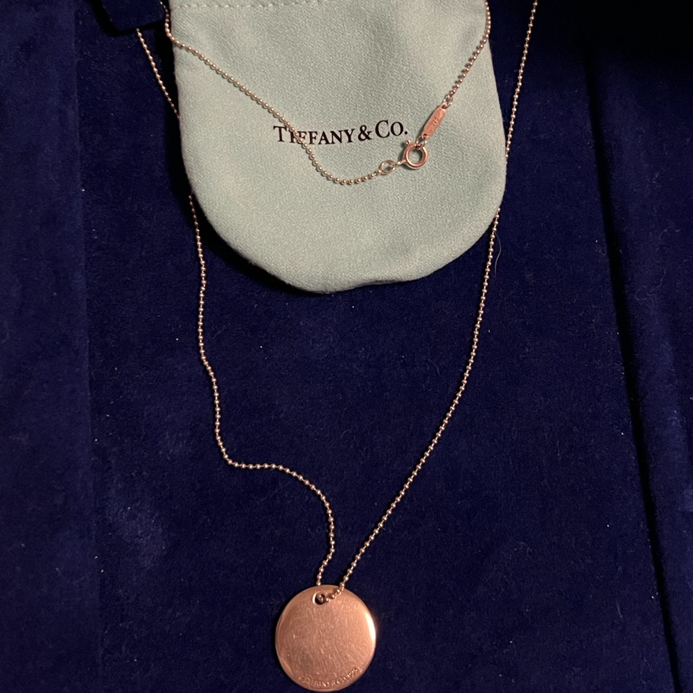 Tiffany Letter J Alphabet Initial Disc Notes Pendant Bead Chain Necklace